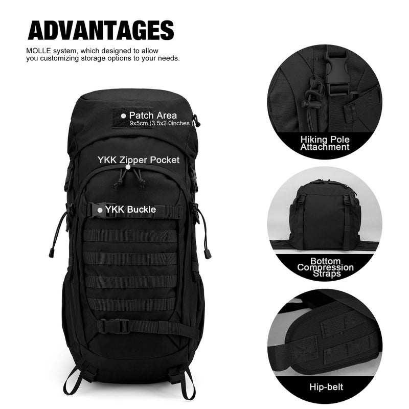 Mardingtop 50L Internal Frame Hiking Survival Backpack,Backpacking Backpack with Rain Cover for Hiking,Backpacking,Rucking,Camping,Survival - Image 4
